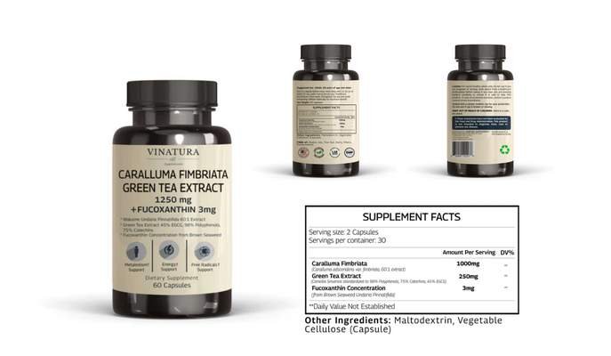 Caralluma Fimbriata Green Tea Extract Fucoxanthin 1250mg